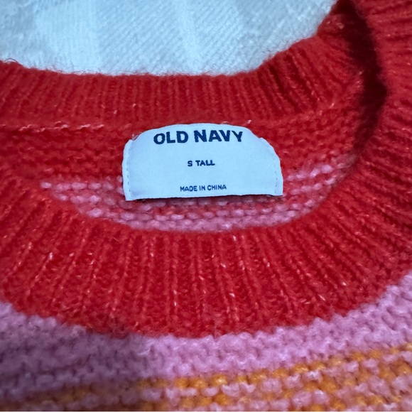 OLD NAVY RAINBOW 🌈 KNIT SWEATER ST Festive Striped Boxy Fit Pullover Oversized - Picture 8 of 11